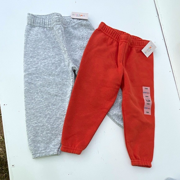 Garanimals Other - Garanimals 2-Pack Jogger Pants 18M Gray Orange Fleece Cotton Pull On Elastic